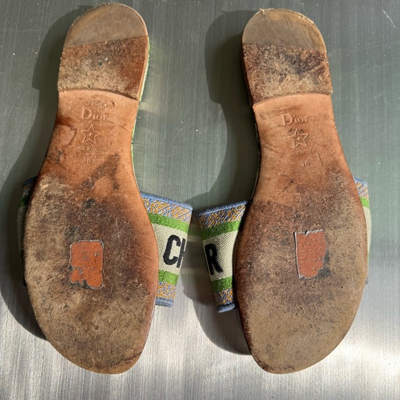 Dior Embroidered Dway Jungle Mules Sandals 36 in Green - Picture 2 of 7